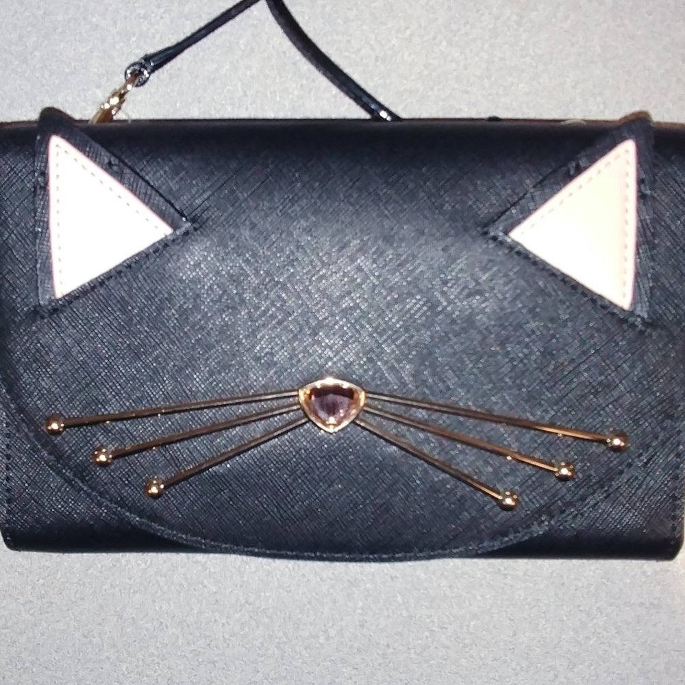 Kate Spade Winni Black Cat Crossbody Clutch